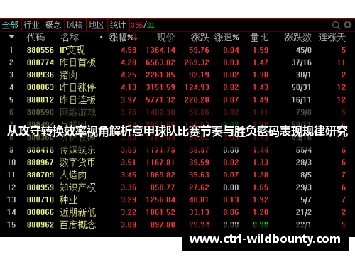 从攻守转换效率视角解析意甲球队比赛节奏与胜负密码表现规律研究