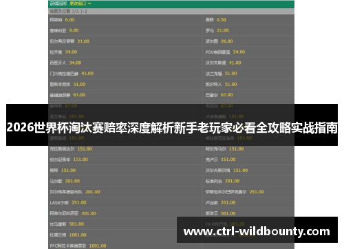 2026世界杯淘汰赛赔率深度解析新手老玩家必看全攻略实战指南